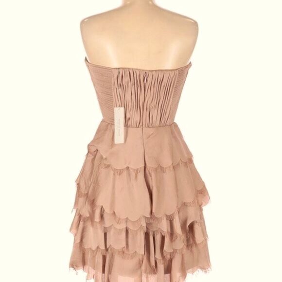 REBECCA TAYLOR CHAMPAGNE EYELASH BUSTIER DRESS 6 NWT - Picture 2 of 12